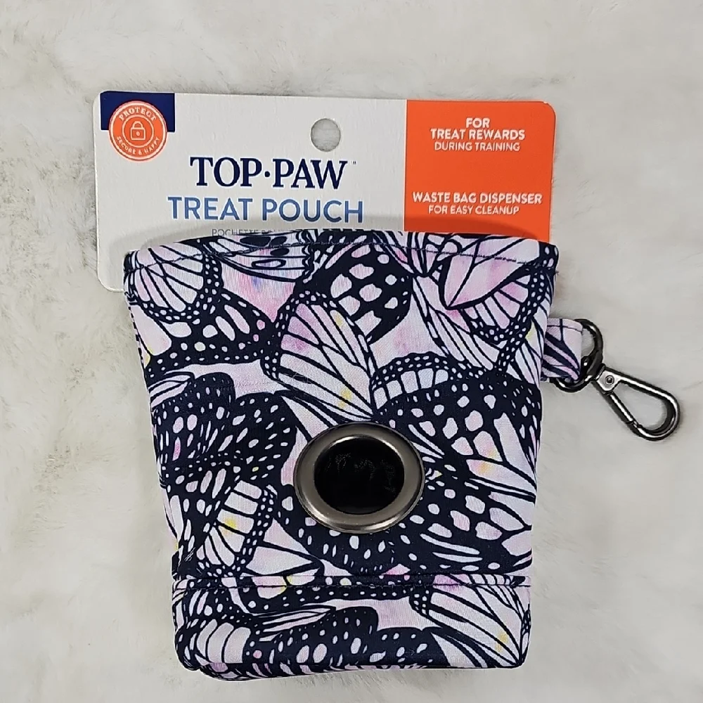 Top Paw Treat Training Dog Waste Bag Dispenser Waist Clip Obedience Butterfly